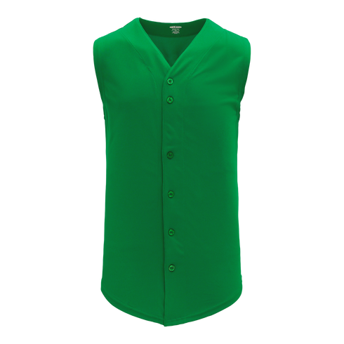Athletic Knit Full Button Sleeveless Baseball Jersey (BA1812), Color '007 Kelly'